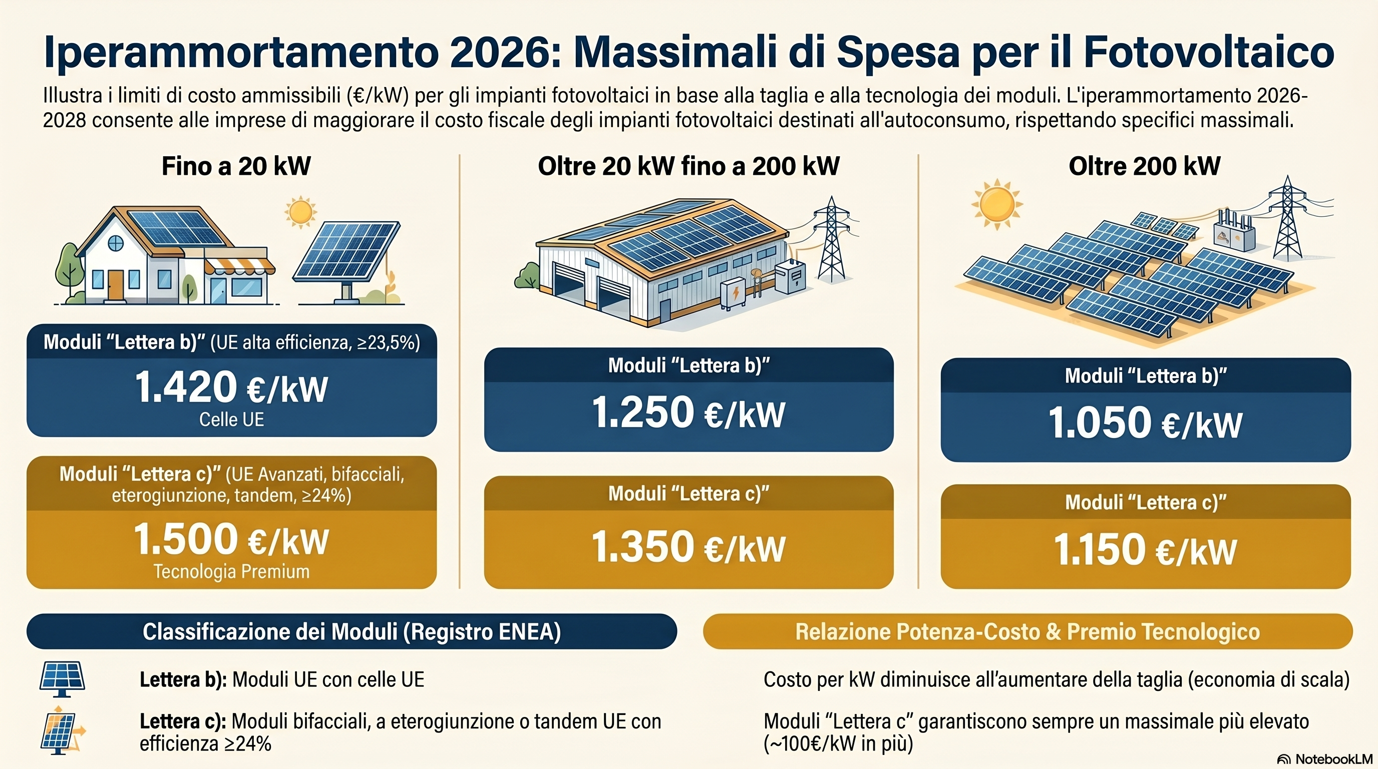 Massimali di spesa per il fotovoltaico nell'iperammortamento 2026-2028